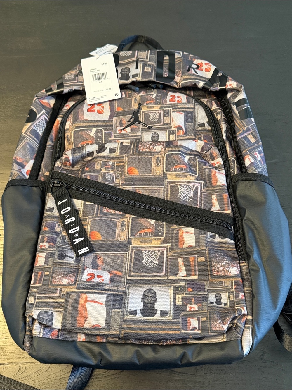 Back -to-school- Jordan Multi-Image Print Backpack - Black/Gray/